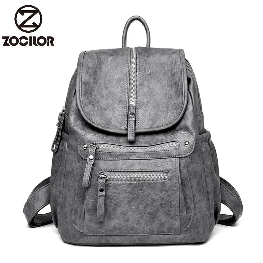 2018 Women Backpack high quality Leather  Fashion school Backpacks Female Feminine Casual Large Capacity Vintage Shoulder Bags
