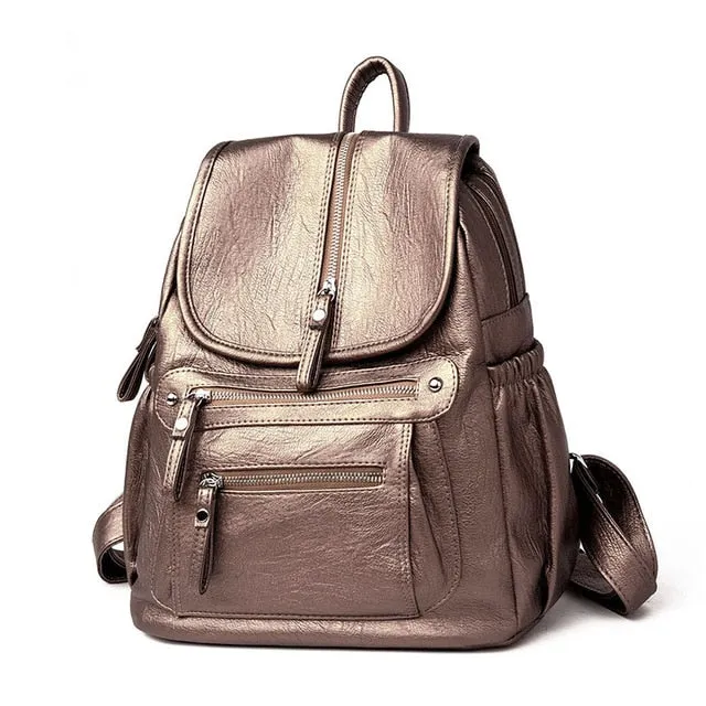 2018 Women Backpack high quality Leather  Fashion school Backpacks Female Feminine Casual Large Capacity Vintage Shoulder Bags