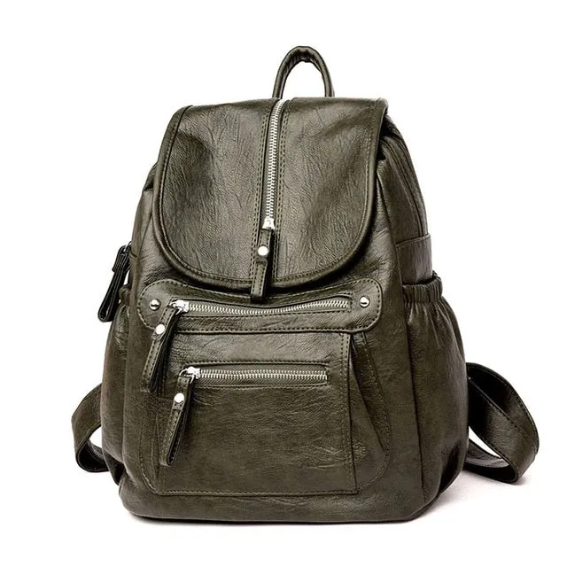 2018 Women Backpack high quality Leather  Fashion school Backpacks Female Feminine Casual Large Capacity Vintage Shoulder Bags