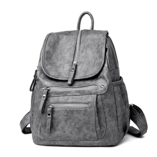 2018 Women Backpack high quality Leather  Fashion school Backpacks Female Feminine Casual Large Capacity Vintage Shoulder Bags