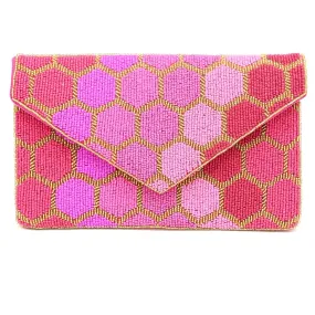 Anna Nova | Beaded Pink polka dot Clutch