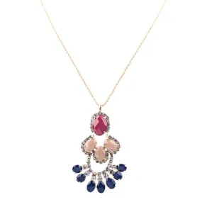 Beautiful Formica Crystal Pendant Statement Jewelry Fashion Necklace Gold Red