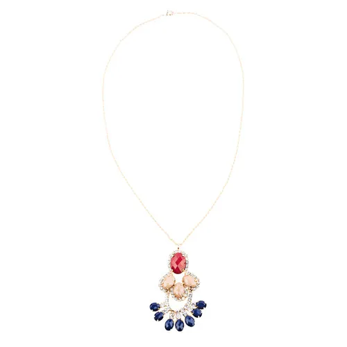 Beautiful Formica Crystal Pendant Statement Jewelry Fashion Necklace Gold Red