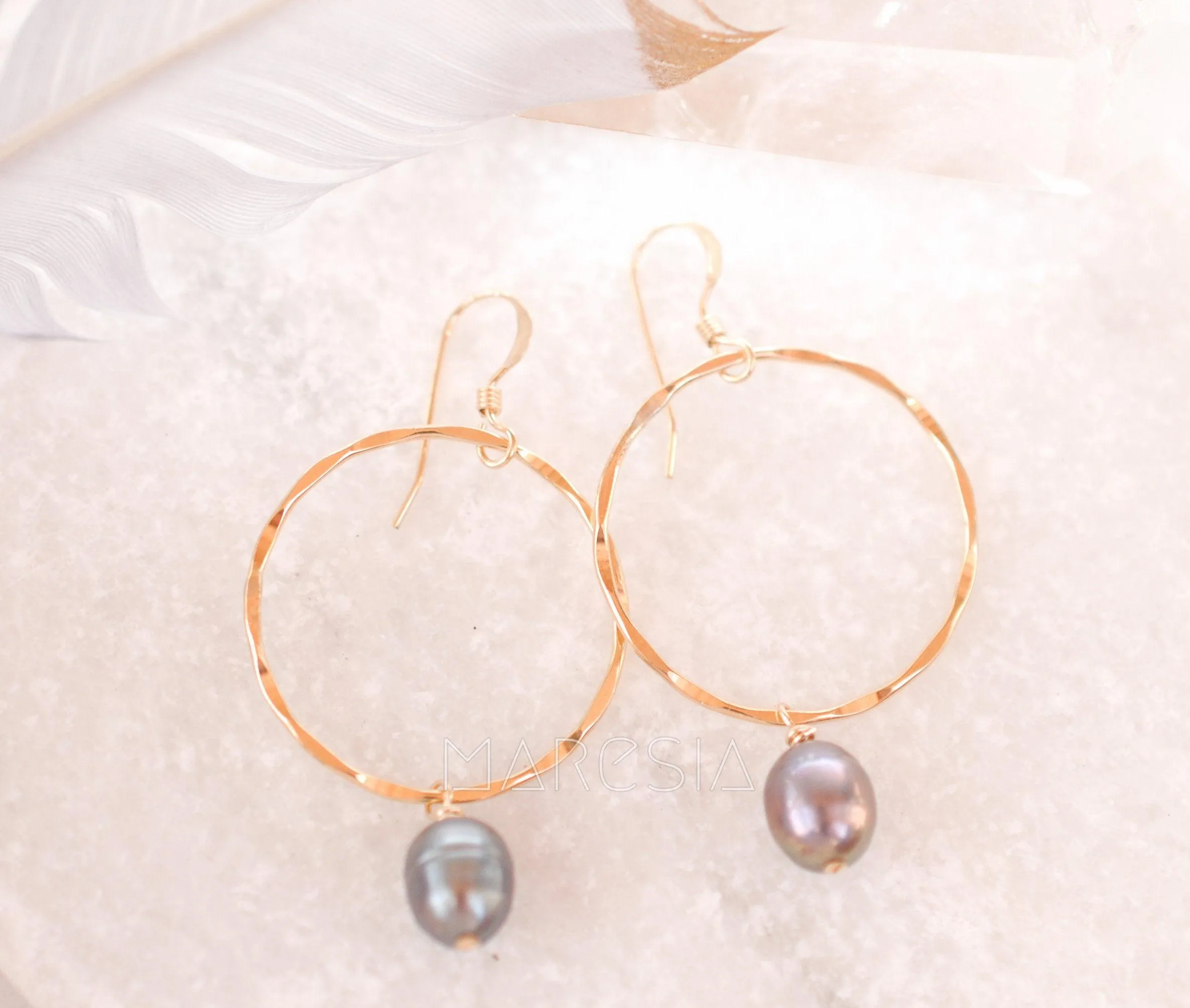 Black Pearl Earrings ~ Sterling Silver or Gold Filled ~ ME125