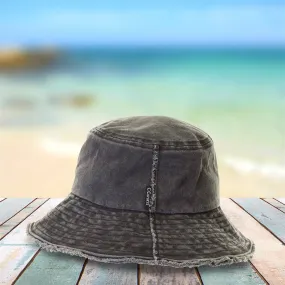 CC Frayed Washed Denim Bucket Hat