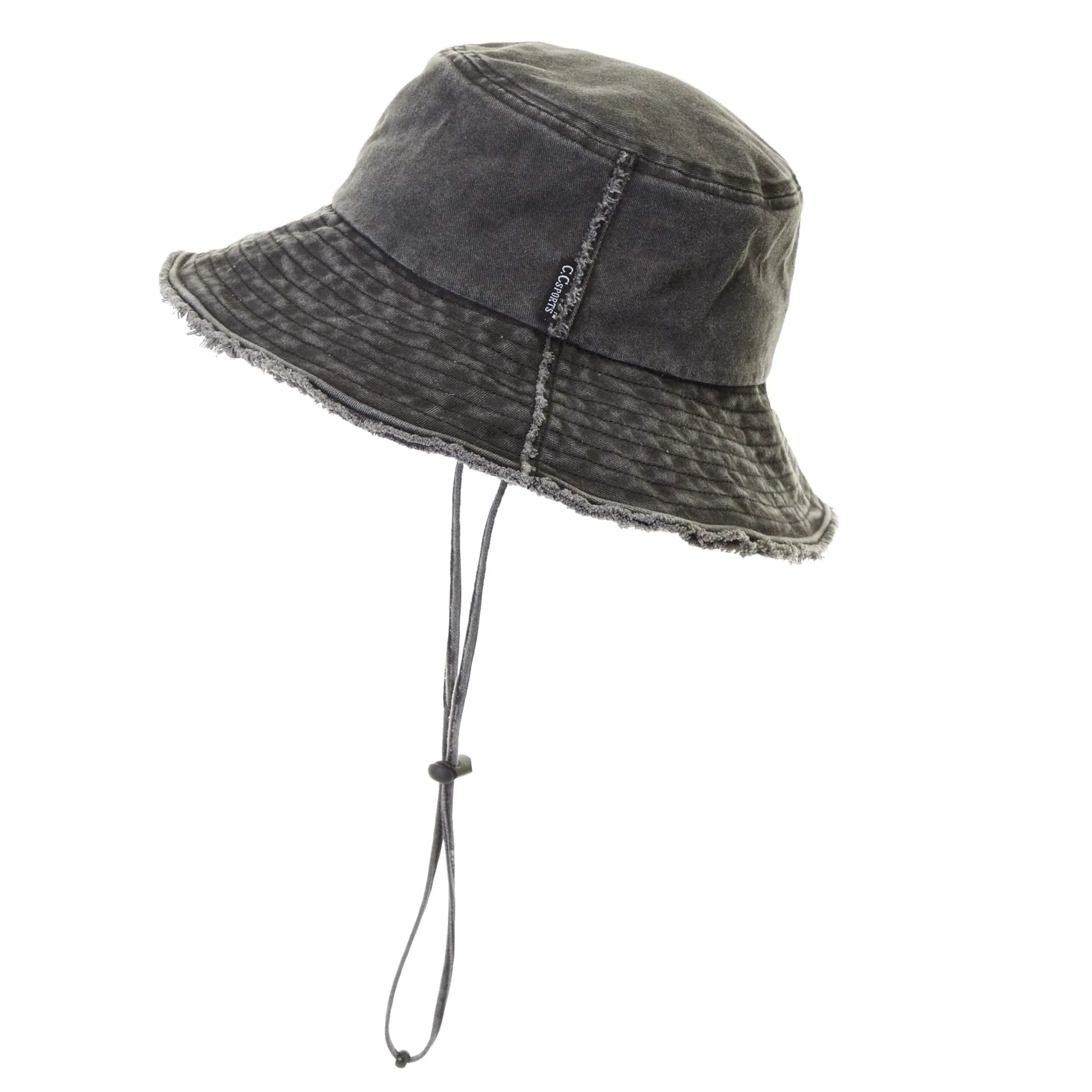 CC Frayed Washed Denim Bucket Hat