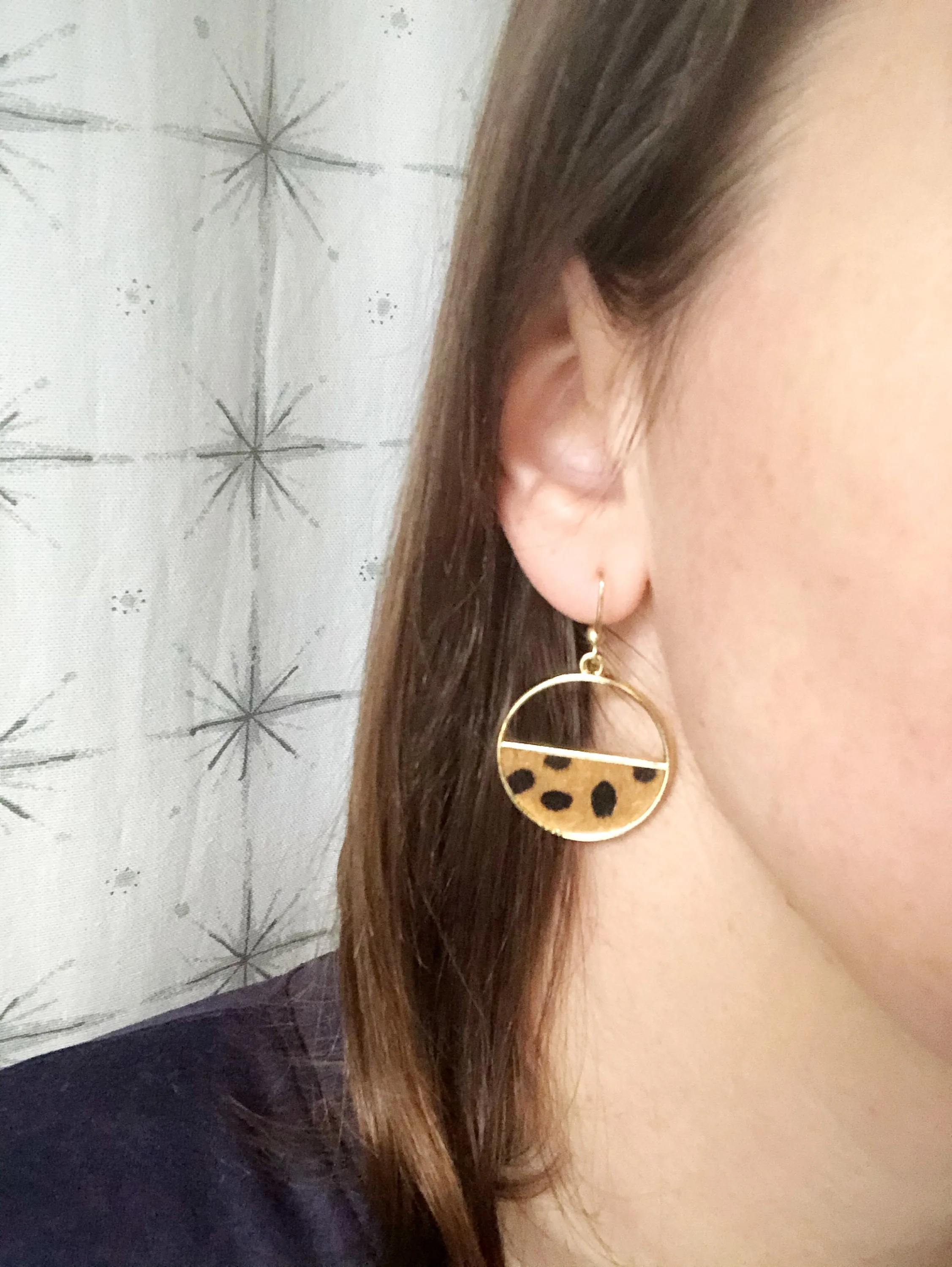Cheetah Print Animal Gold Statement Earrings