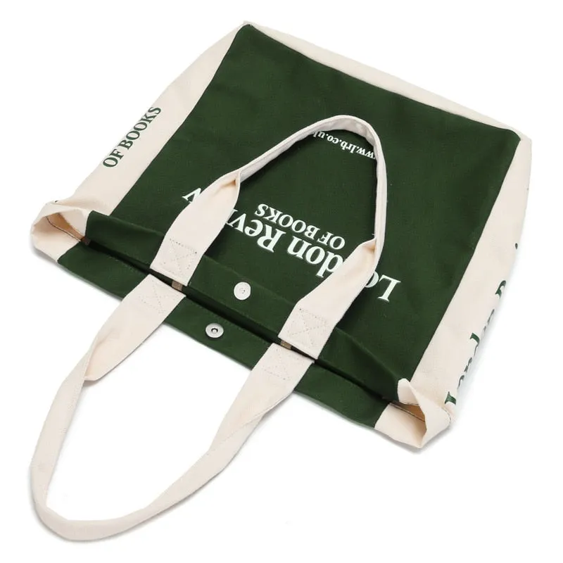 Christmas Gift 2021 New Women Canvas Bag Large Capacity Shopping Books Bags Cotton Shoulder Bags London Letters Print Handbag Tote For Girls
