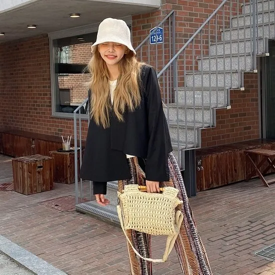 Christmas Gift fashion bamboo handle straw bags designer women handbags luxury wicker woven shoulder bags summer beach rattan purses large tote