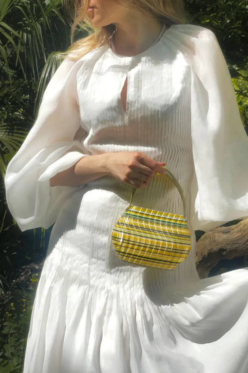 CULT MIA X TOUCHLESS GREEN AND YELLOW GEM BLEND HANDBAG