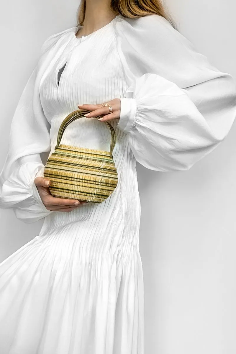 CULT MIA X TOUCHLESS GREEN AND YELLOW GEM BLEND HANDBAG