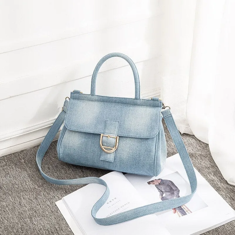 Denim Women handbag 2021 New High Quality Jeans Crossbody Bag Vintage female big Tote Travel Shoulder Bag Large Bolsa blue