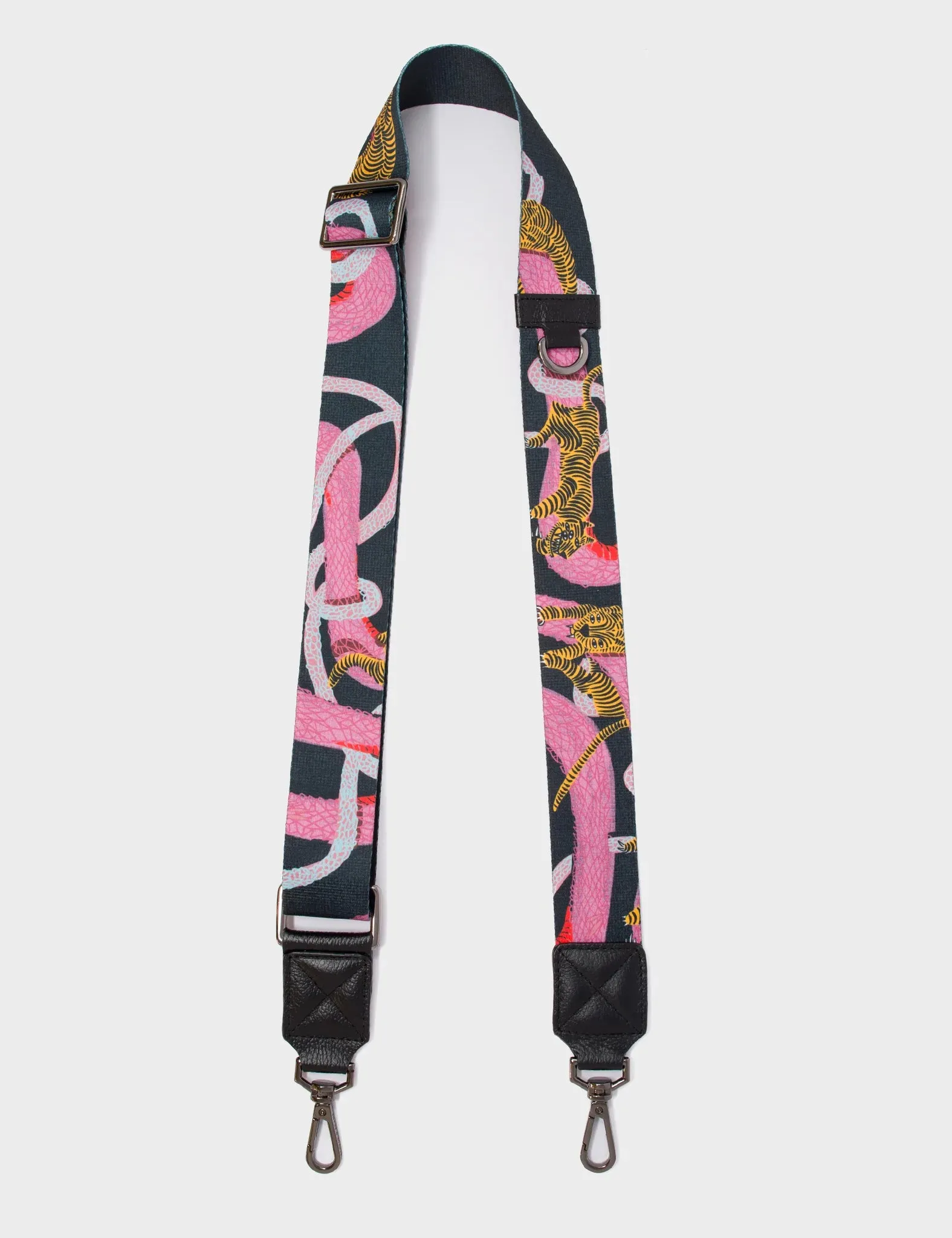 Detachable Crossbody Black Nylon Strap - Tangle Tales Black Print