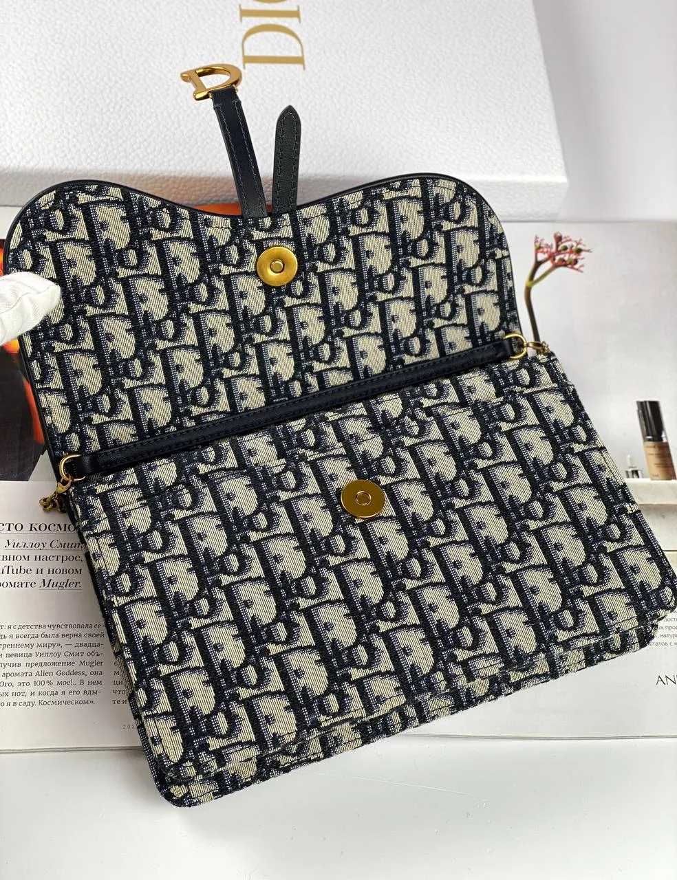 Dior SADDLE BAG Blue Oblique Jacquard