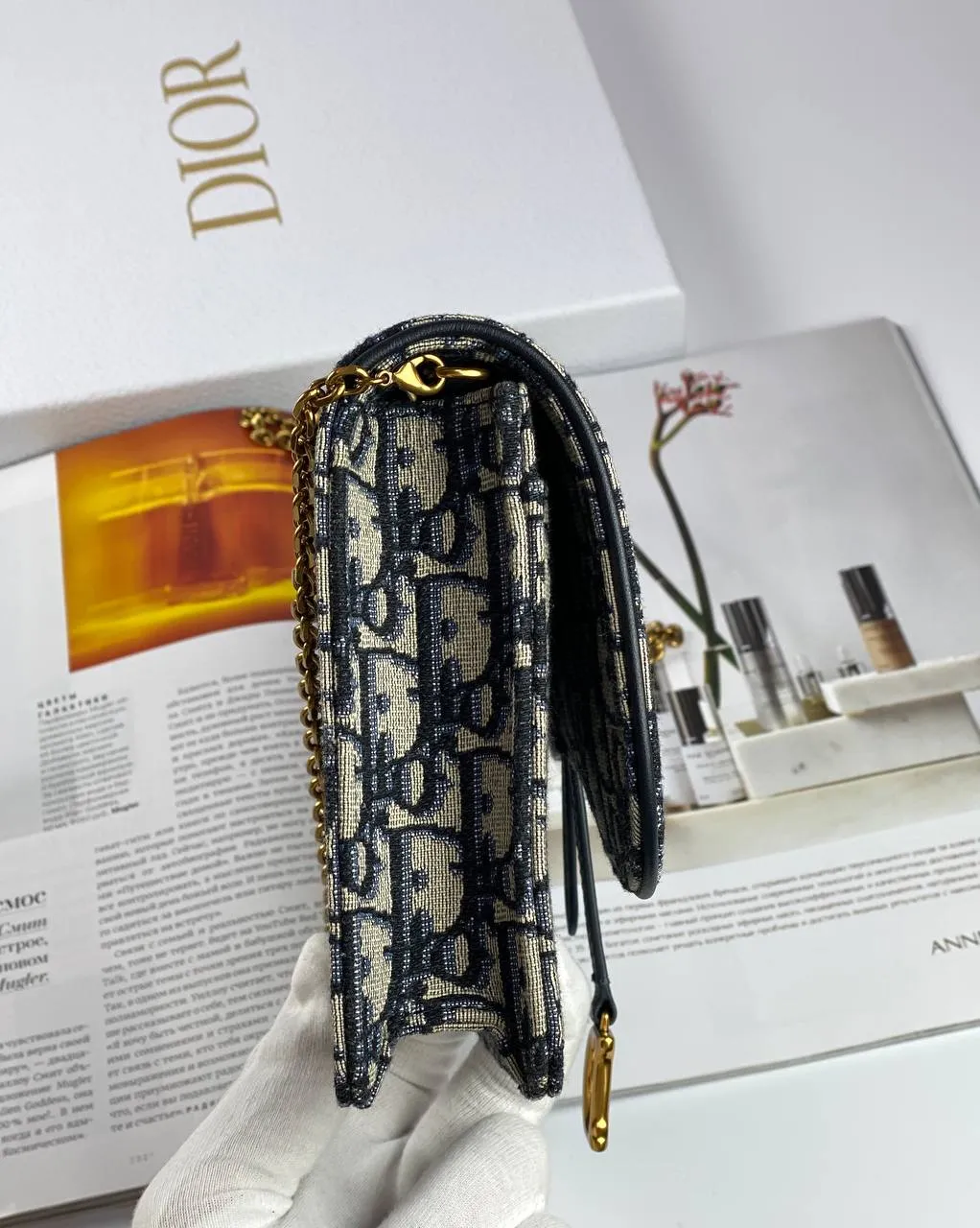 Dior SADDLE BAG Blue Oblique Jacquard