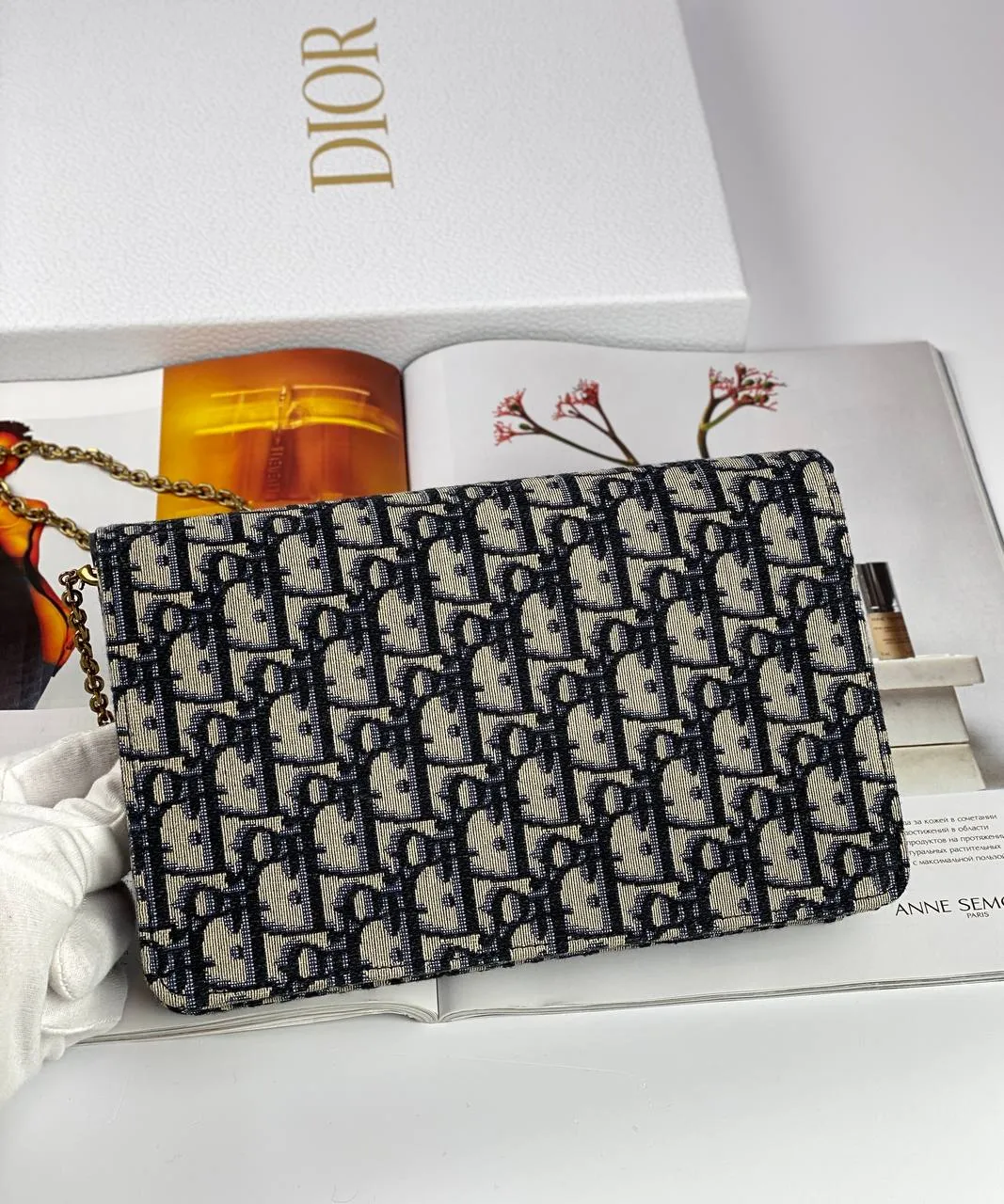 Dior SADDLE BAG Blue Oblique Jacquard