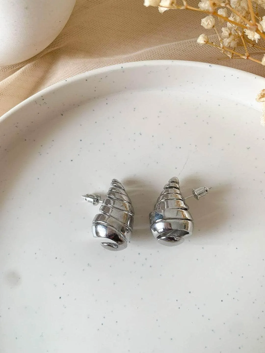 Dome Drop Earrings Silver