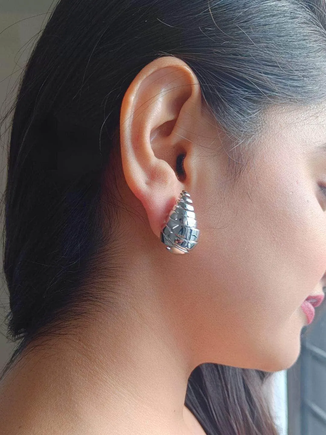 Dome Drop Earrings Silver
