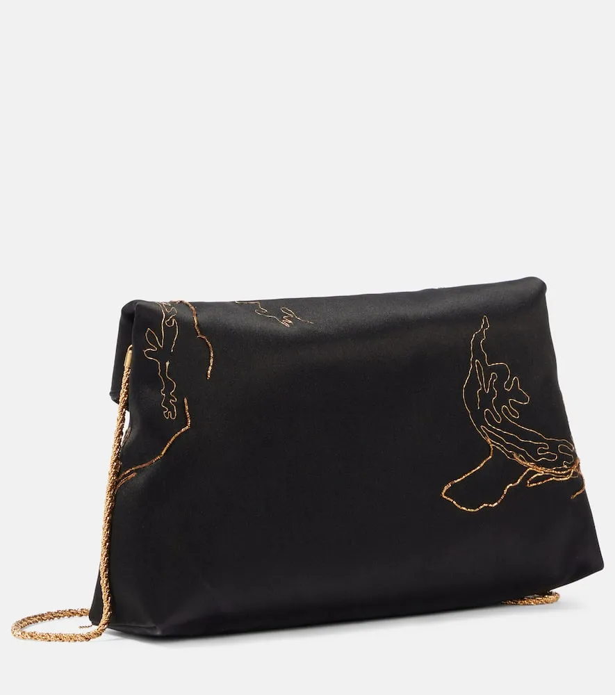 Dries Van Noten Embroidered satin shoulder bag