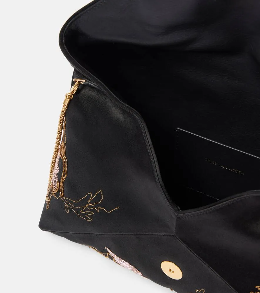 Dries Van Noten Embroidered satin shoulder bag