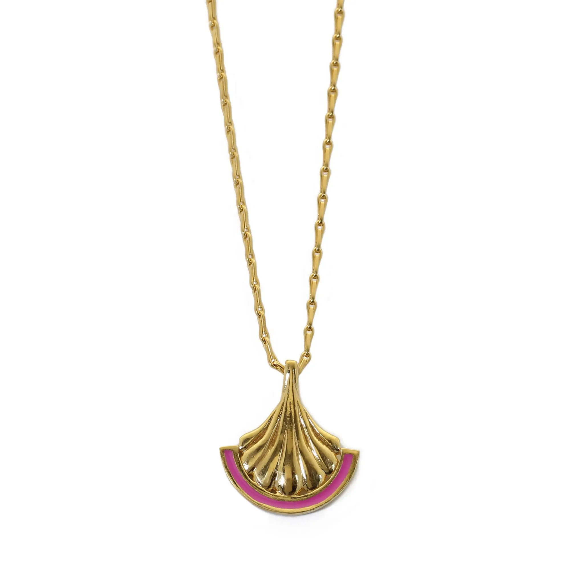 Enamel Pillar Pink Necklace