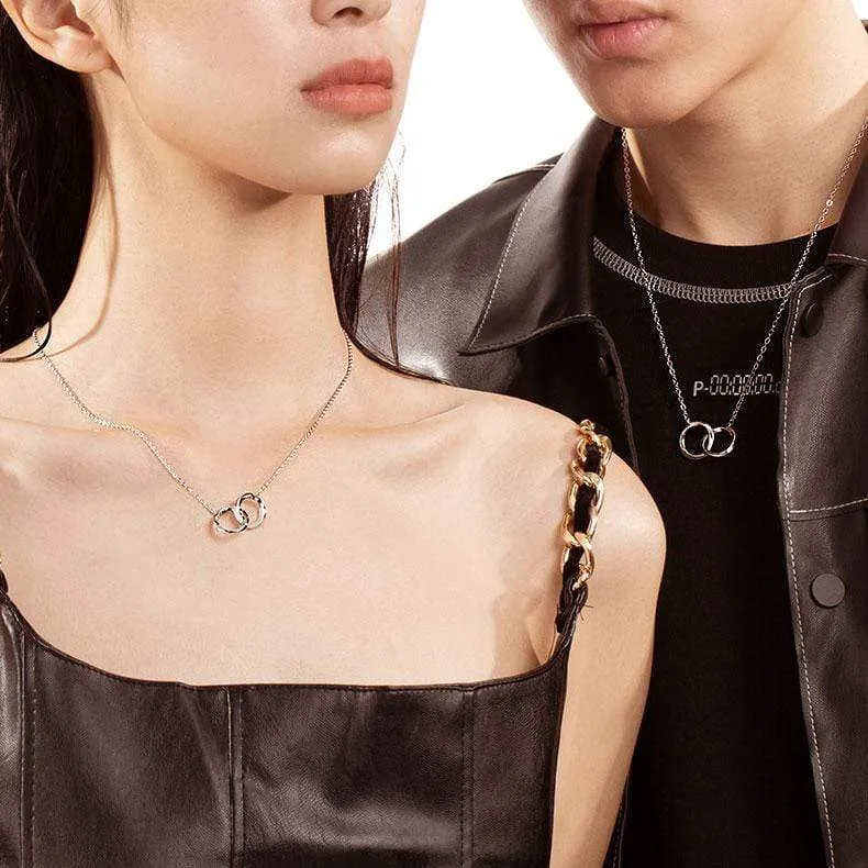 FANCIME "Connected" Mobius Matching Ring Sterling Silver Necklace