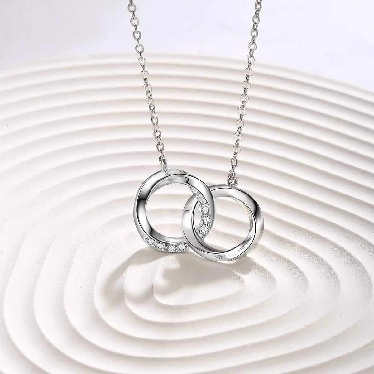 FANCIME "Connected" Mobius Matching Ring Sterling Silver Necklace