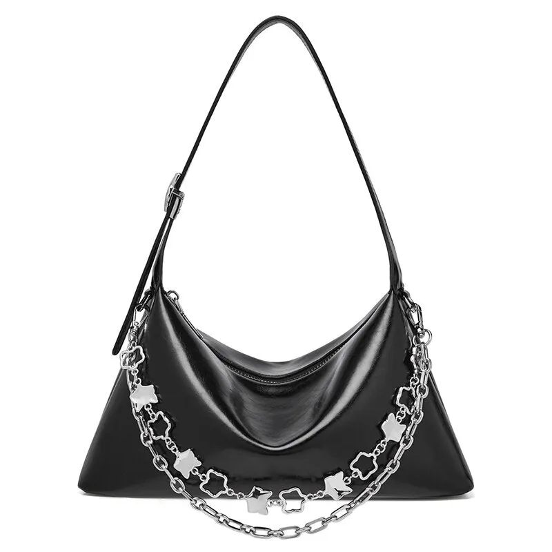 FOXER 2021 New Fashion Lady Split Leather Shoulder Bag Simple Casual Niche Light Luxury Hobo Bag Two Straps Underarm Woman Bag
