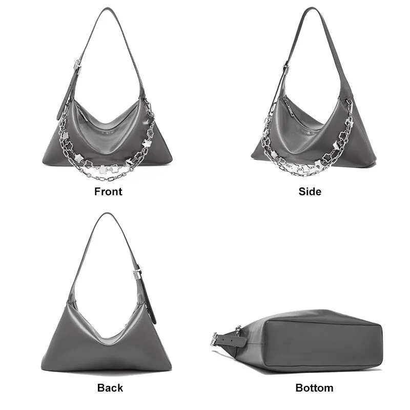 FOXER 2021 New Fashion Lady Split Leather Shoulder Bag Simple Casual Niche Light Luxury Hobo Bag Two Straps Underarm Woman Bag