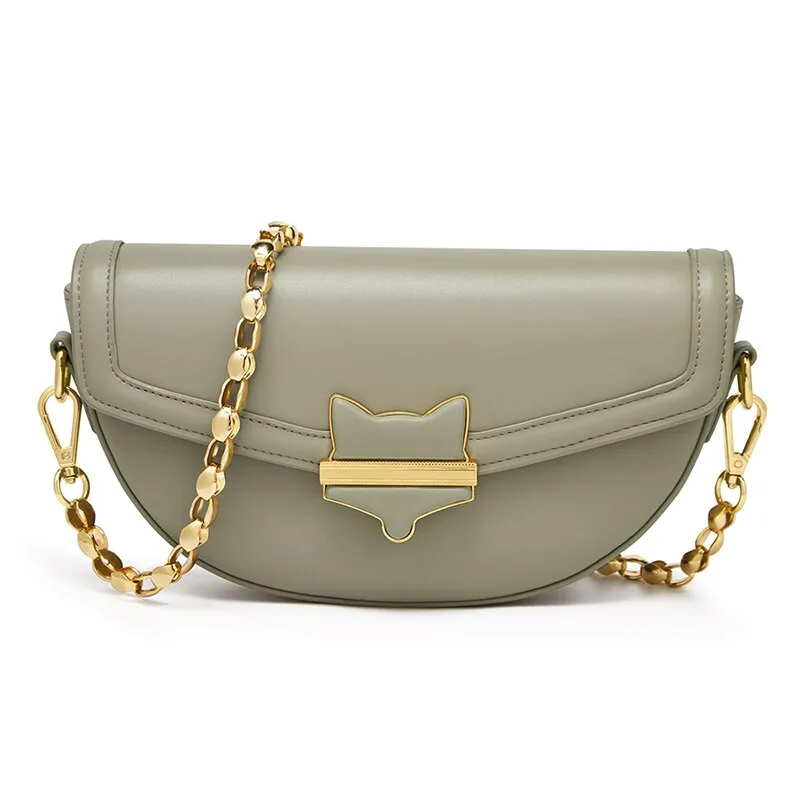 FOXER Fashion Lady Split Leather Chain Shoulder Bag Retro Niche Luxury Hobo Bag High-Quality Small Handbag Underarm Woman Bag