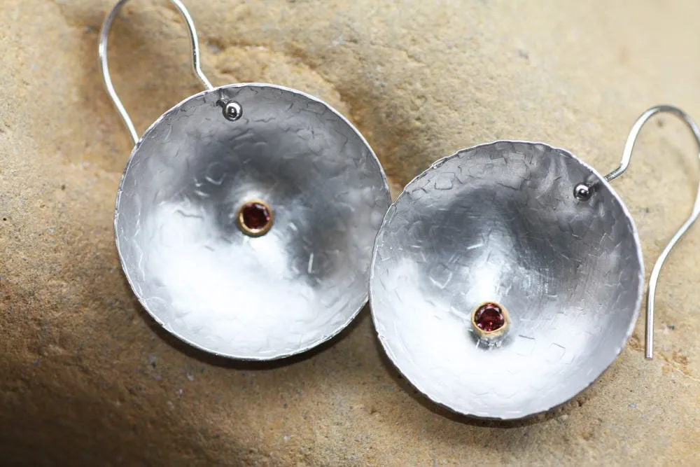 Gold 14k and sterling silver earrings with Tourmaline