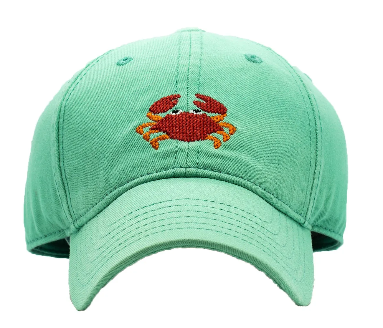 Harding Lane Kids Needlepoint Baseball Hat - Crab on Keys Green