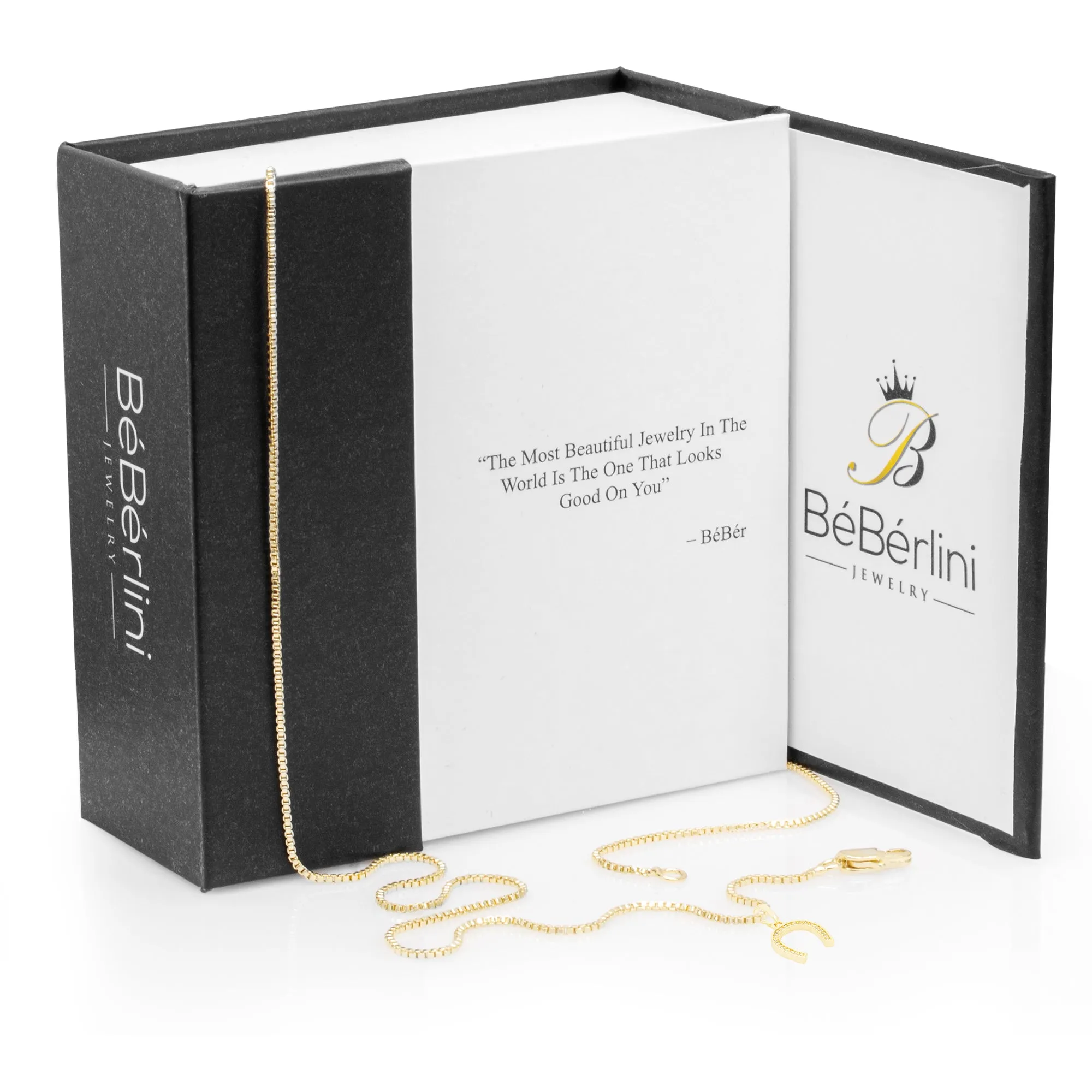 Horseshoe Cubic Zirconia Pendant With 14K Gold Filled Necklace Set