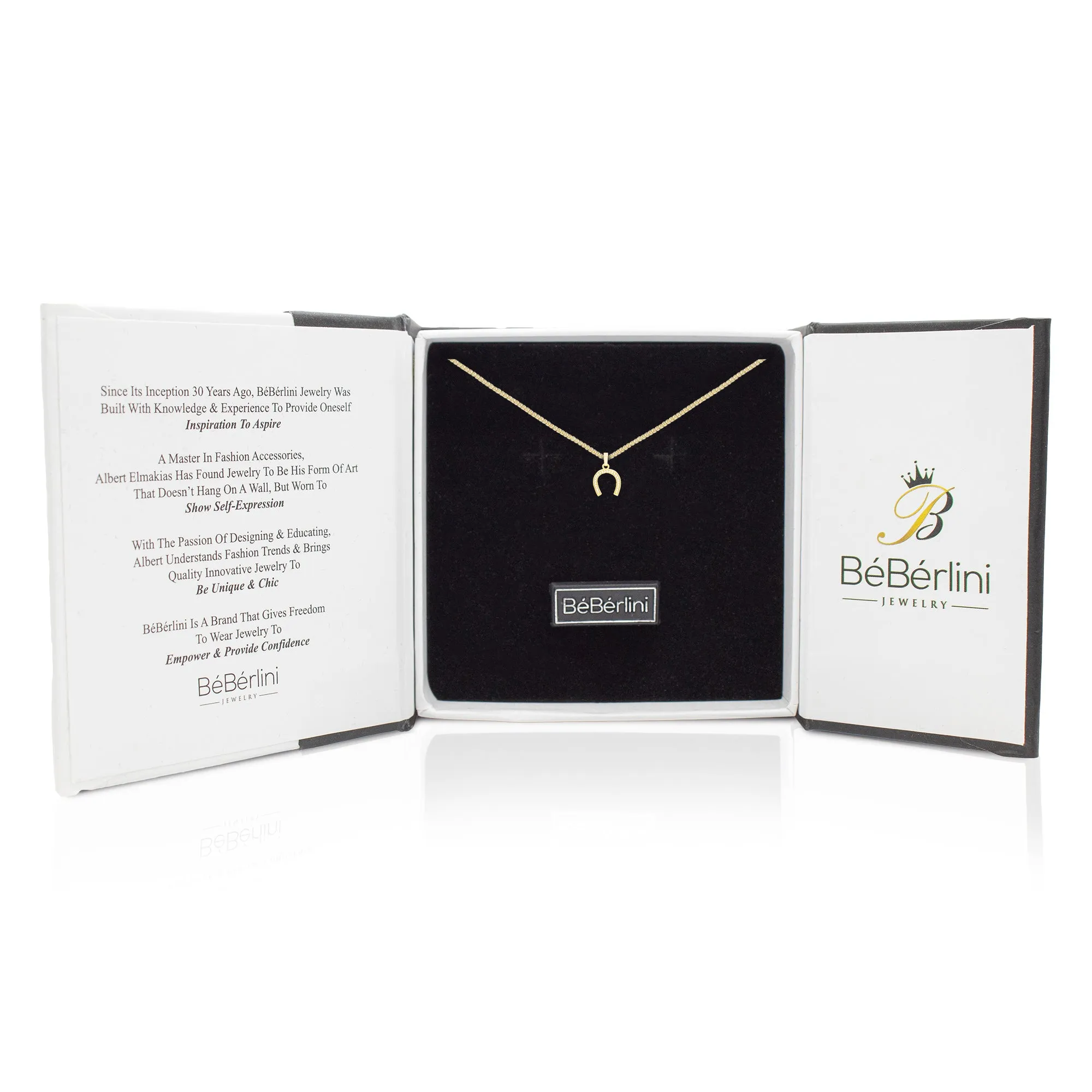Horseshoe Cubic Zirconia Pendant With 14K Gold Filled Necklace Set