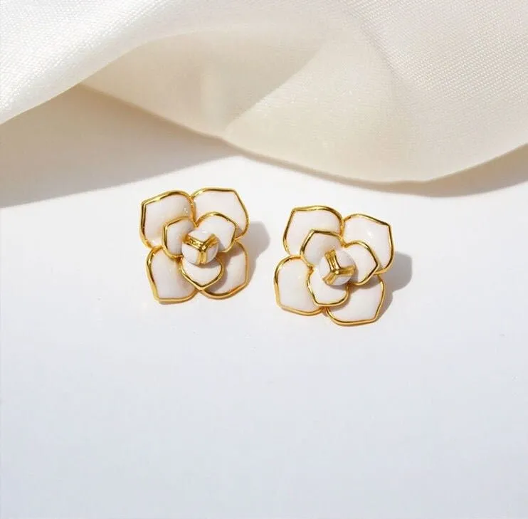 Kelly S925 Silver Earrings, Elegant White & Gold Rose | Vintage Inspired