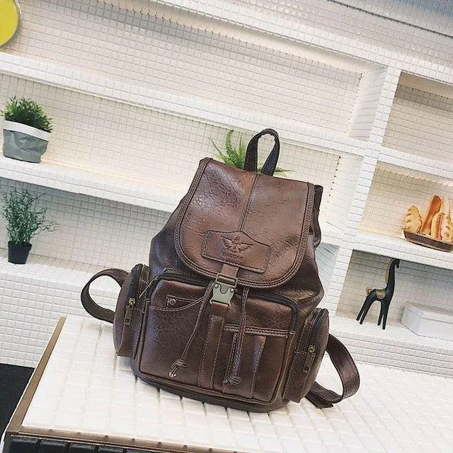 Leather Casual Backpacks Vintage Style