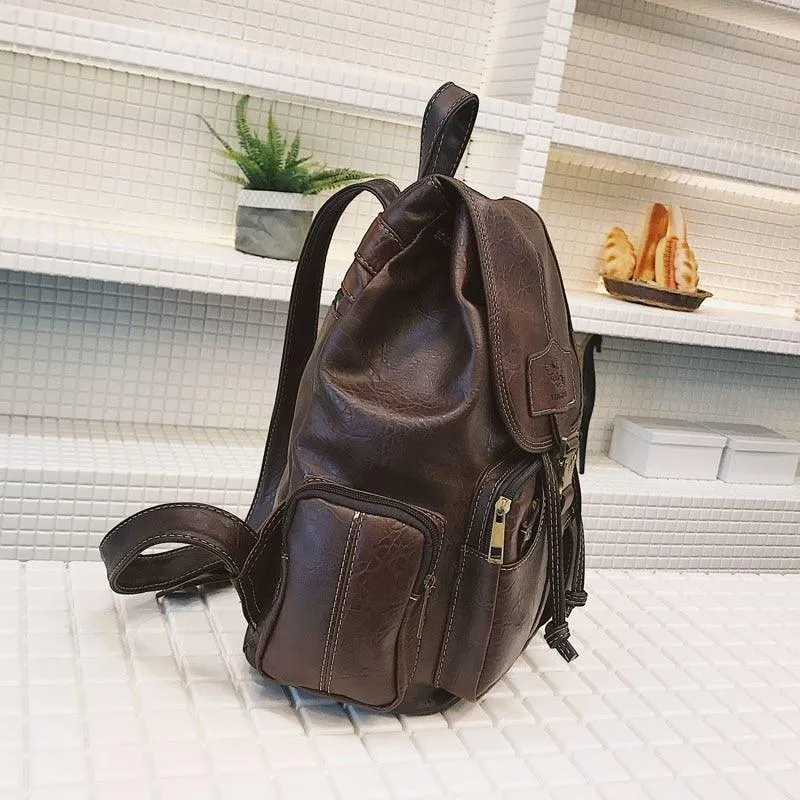Leather Casual Backpacks Vintage Style