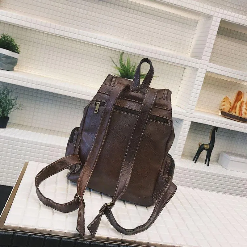 Leather Casual Backpacks Vintage Style