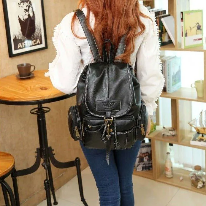 Leather Casual Backpacks Vintage Style