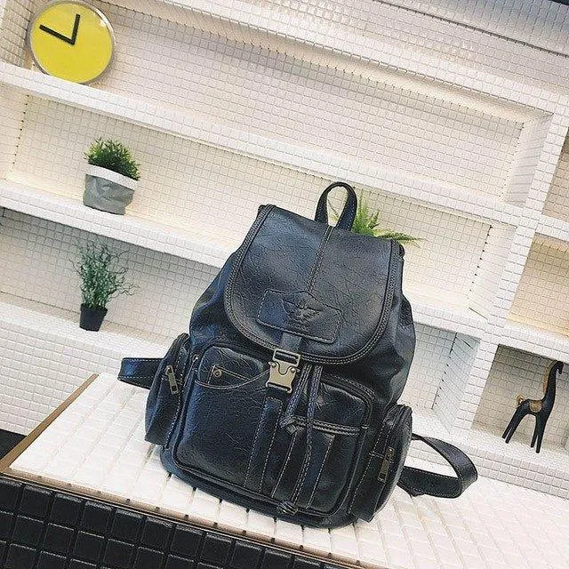Leather Casual Backpacks Vintage Style