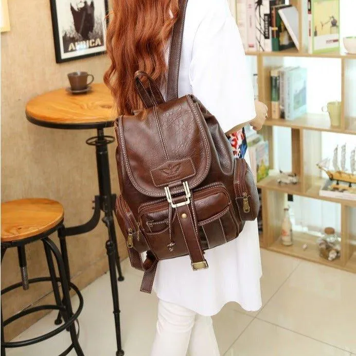Leather Casual Backpacks Vintage Style