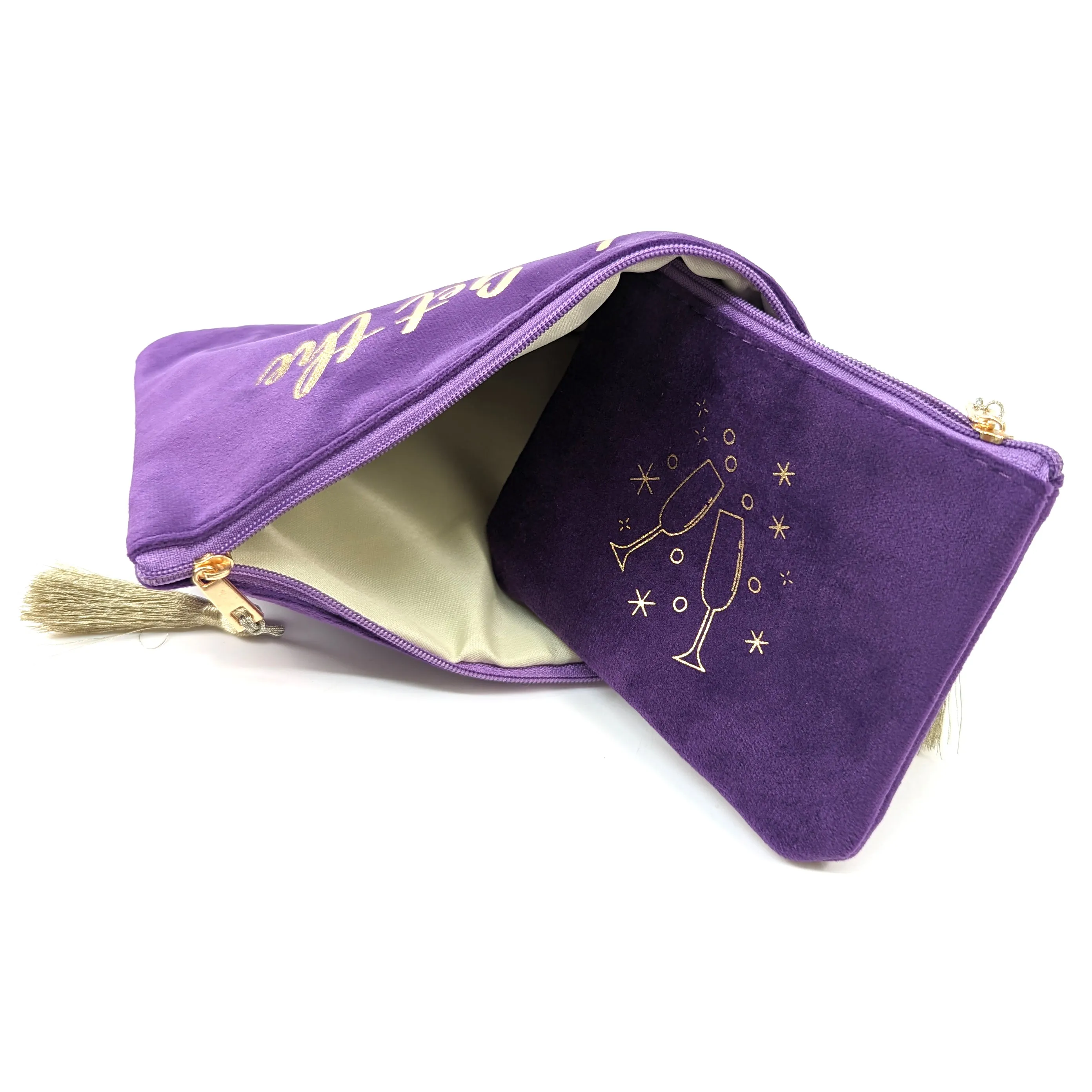 Lets Get the Party Started' Set of 2 Velvet Bags/Purses