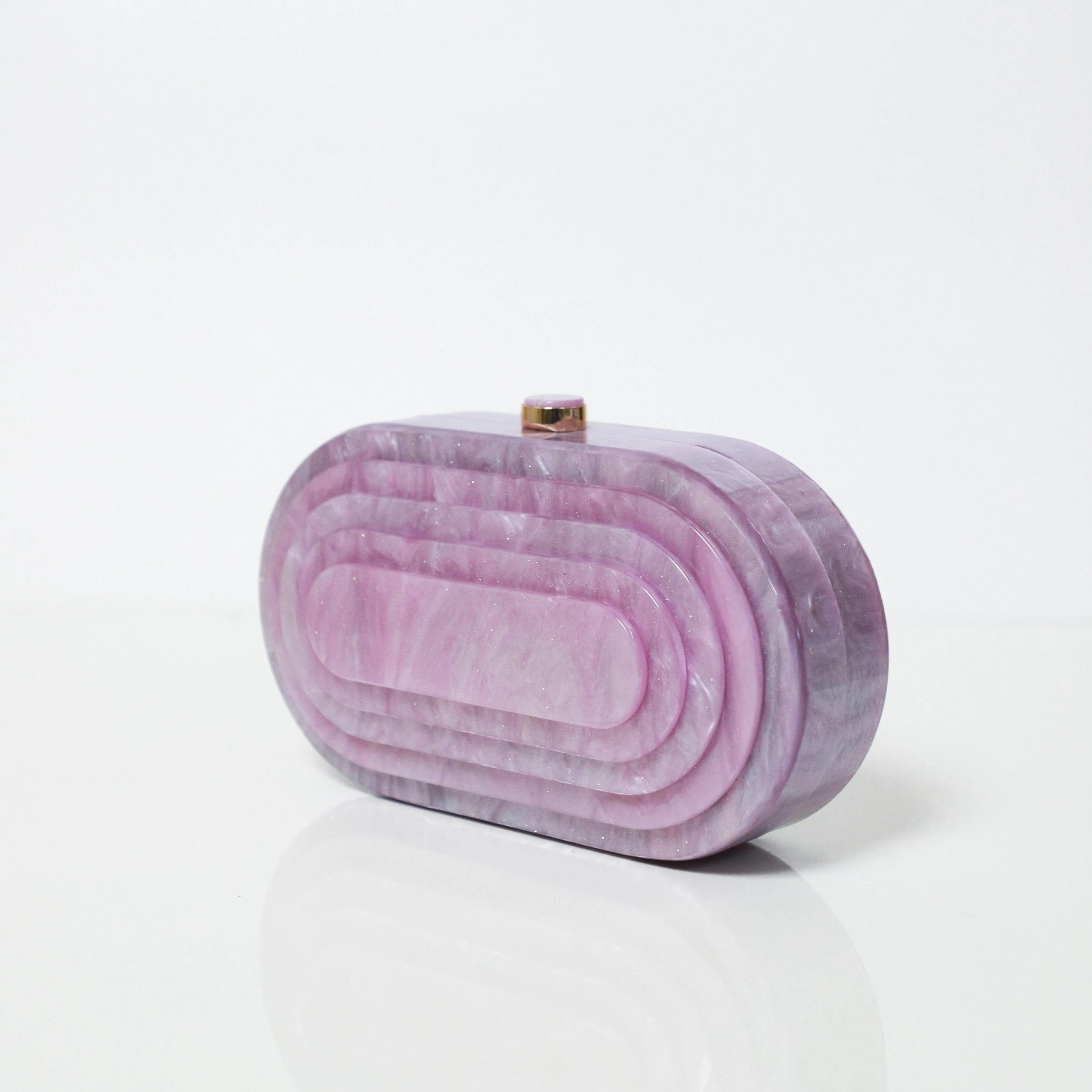 Lilac Acrylic Party Clutch with Detachable Sling