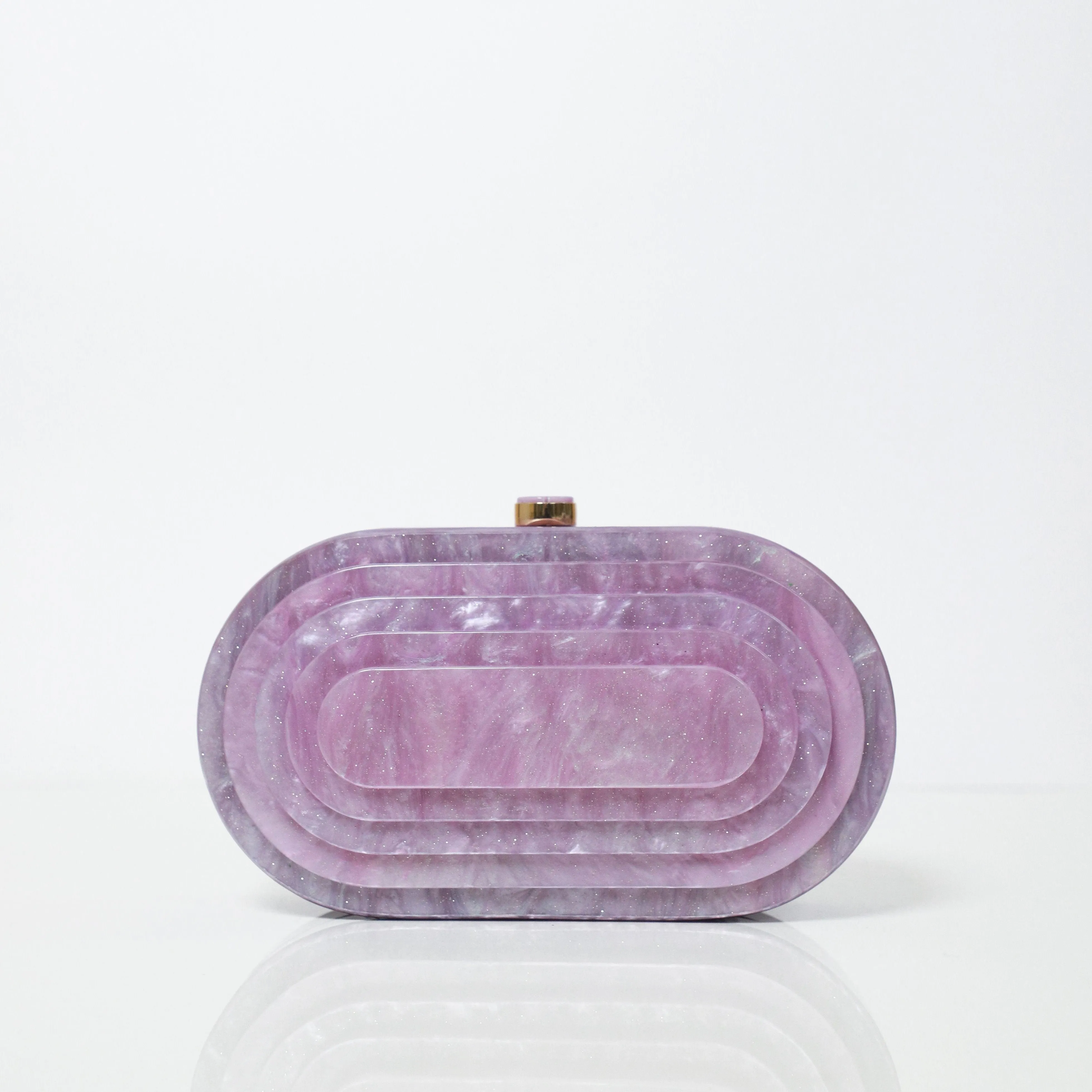 Lilac Acrylic Party Clutch with Detachable Sling