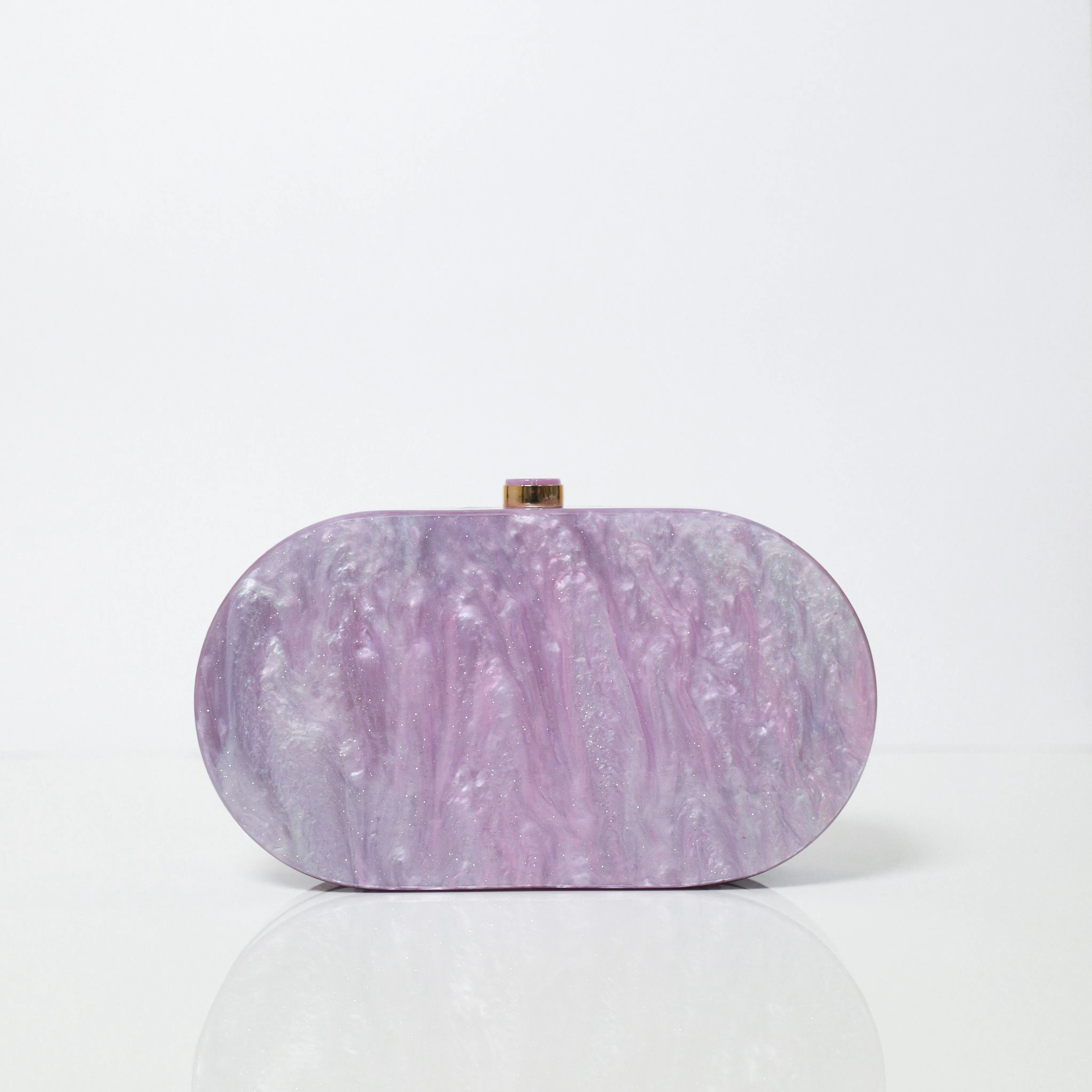 Lilac Acrylic Party Clutch with Detachable Sling