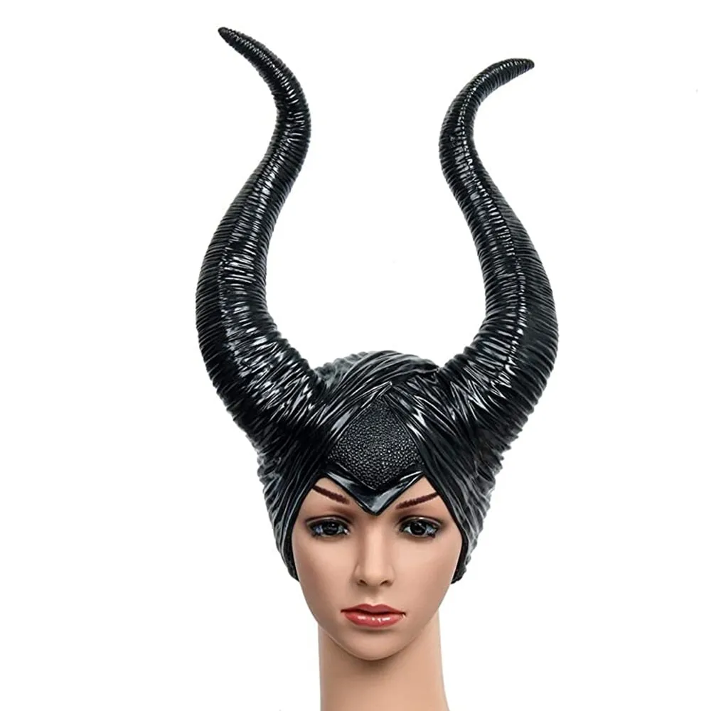 Maleficent Mistress of Evil: Maleficent headpiece Horns Hat Black Queen Cosplay Headdress Halloween Costumes Anime Witch Headdress Party Accessories