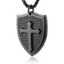 Men's Christian Necklace <br> Armor of God Shield