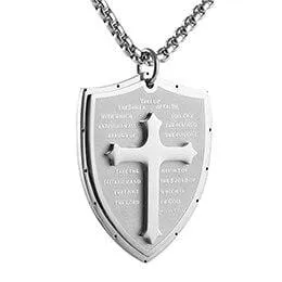 Men's Christian Necklace <br> Armor of God Shield