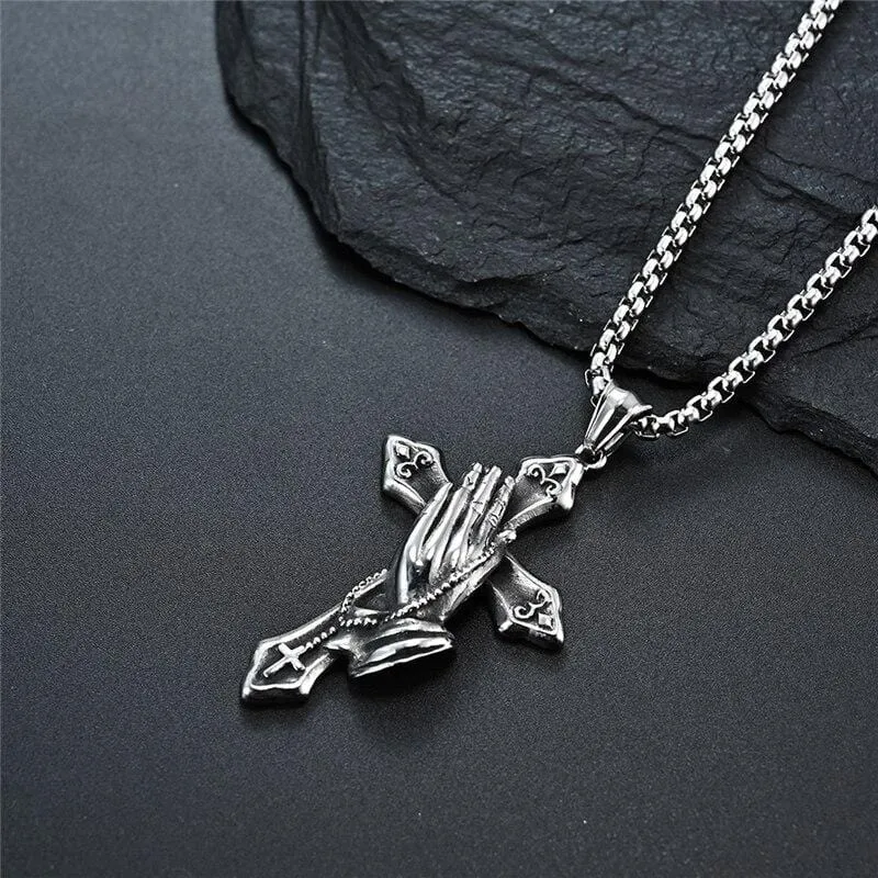 Men's Christian Necklace <br> Prayer Hands