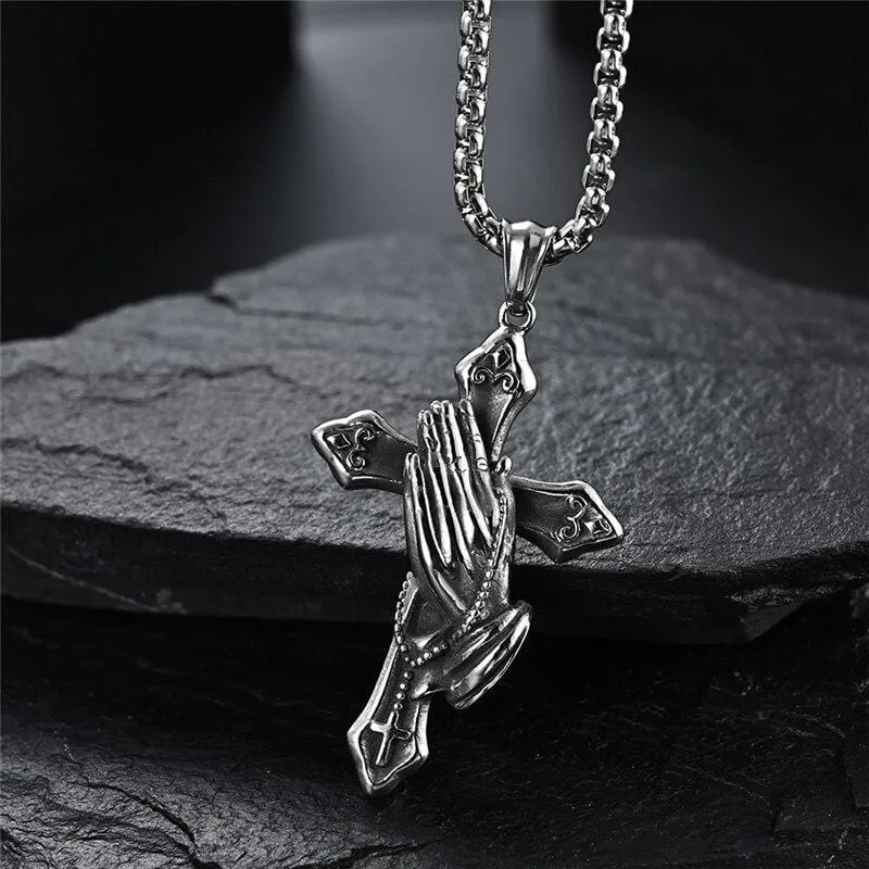Men's Christian Necklace <br> Prayer Hands